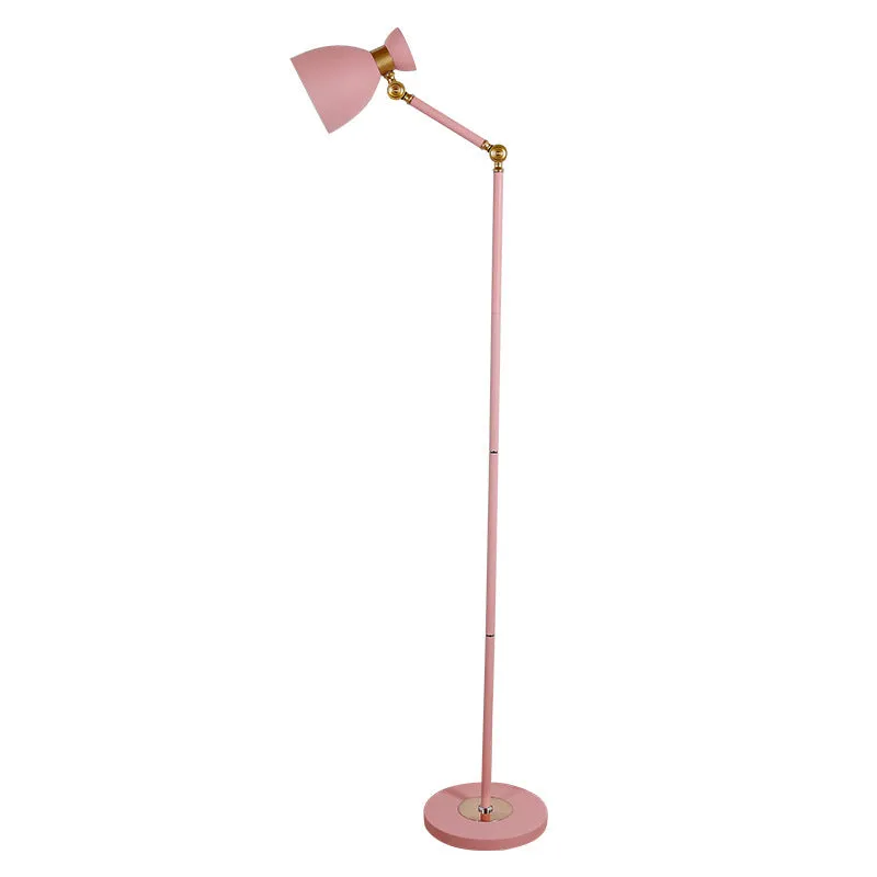 Wide Flare vloerlamp Macaron metallic 1-lichts woonkamer staande lamp zwart/roze/wit met draaibare arm Clearhalo