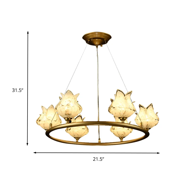 Wiel helder glazen kroonluchter licht traditionalisme 6 lampen LED slaapkamer hanglamp Clearhalo