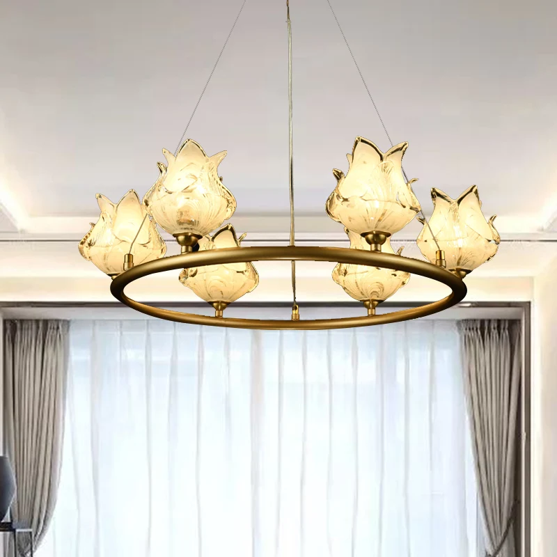 Wiel helder glazen kroonluchter licht traditionalisme 6 lampen LED slaapkamer hanglamp Clearhalo