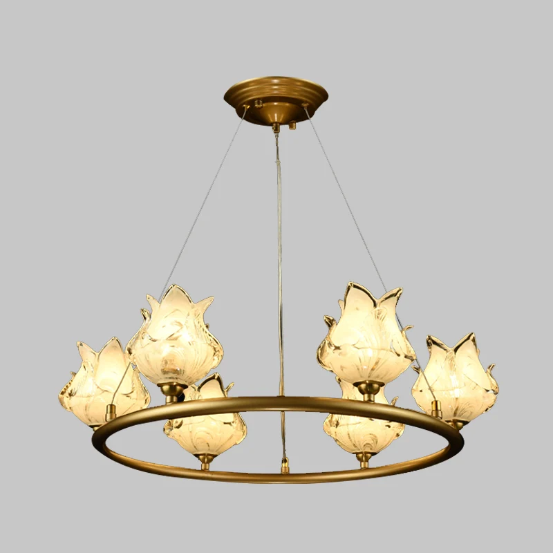 Wiel helder glazen kroonluchter licht traditionalisme 6 lampen LED slaapkamer hanglamp Clearhalo