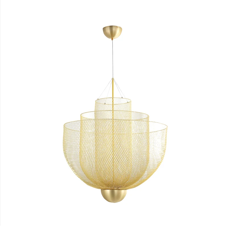 Wire Mesh Bowl Kroonluchter Licht LED Post Moderne hangende hanglamp goud/zilver Clearhalo