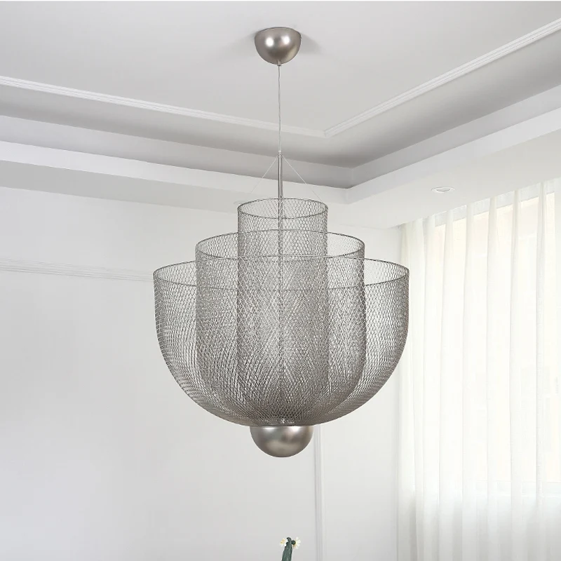 Wire Mesh Bowl Kroonluchter Licht LED Post Moderne hangende hanglamp goud/zilver Clearhalo