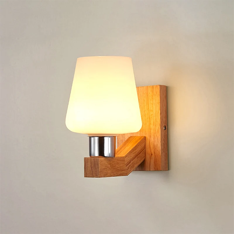 Wit glas hout schans licht taps toelopende 1-lichts Scandinavische wandlamp armatuur voor woonkamer Clearhalo