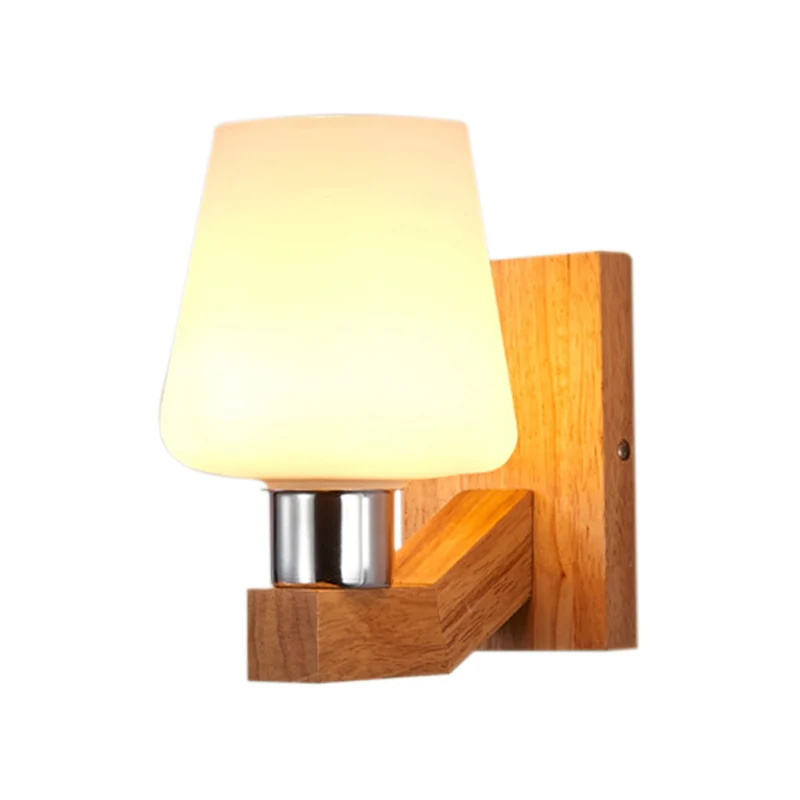 Wit glas hout schans licht taps toelopende 1-lichts Scandinavische wandlamp armatuur voor woonkamer Clearhalo