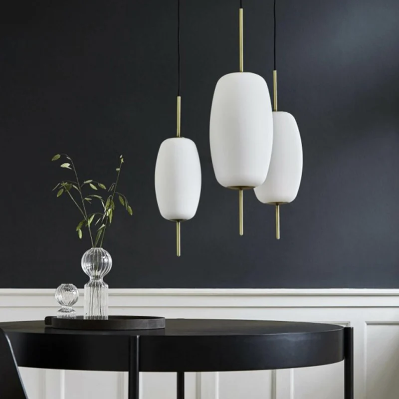 Wit glas ovaal hangend plafond armatuur modern 6 "/8"/8,5 "breed 1 licht hanglamp voor eetkamer Clearhalo