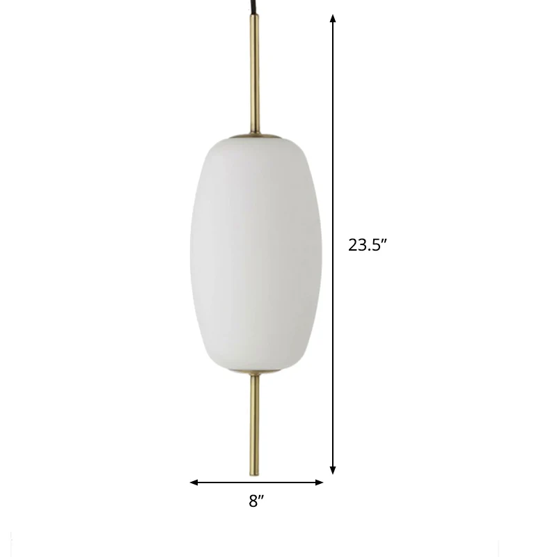 Wit glas ovaal hangend plafond armatuur modern 6 "/8"/8,5 "breed 1 licht hanglamp voor eetkamer Clearhalo