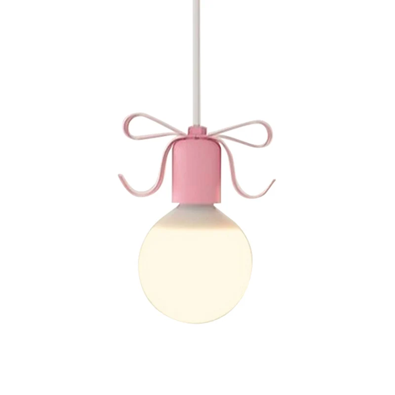 Wit glazen Modo hanglamp Kit Macaron 1-kops grijs/roze afwerking plafondhanglamp met strikdeco Clearhalo