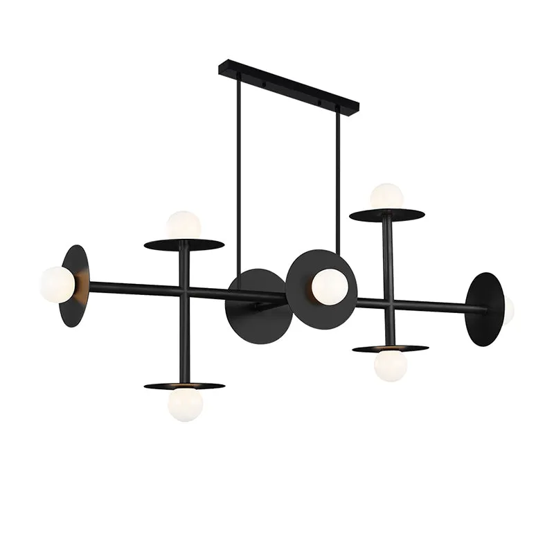 Wit glazen Orbit Island-hanger Modern 8-koppig zwart plafondlamparmatuur voor keuken Clearhalo