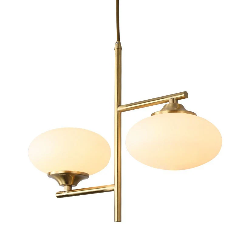 Wit glazen ovale hanglamp Nieuwigheid Minimalistische 2-lichts kroonluchter goud Clearhalo