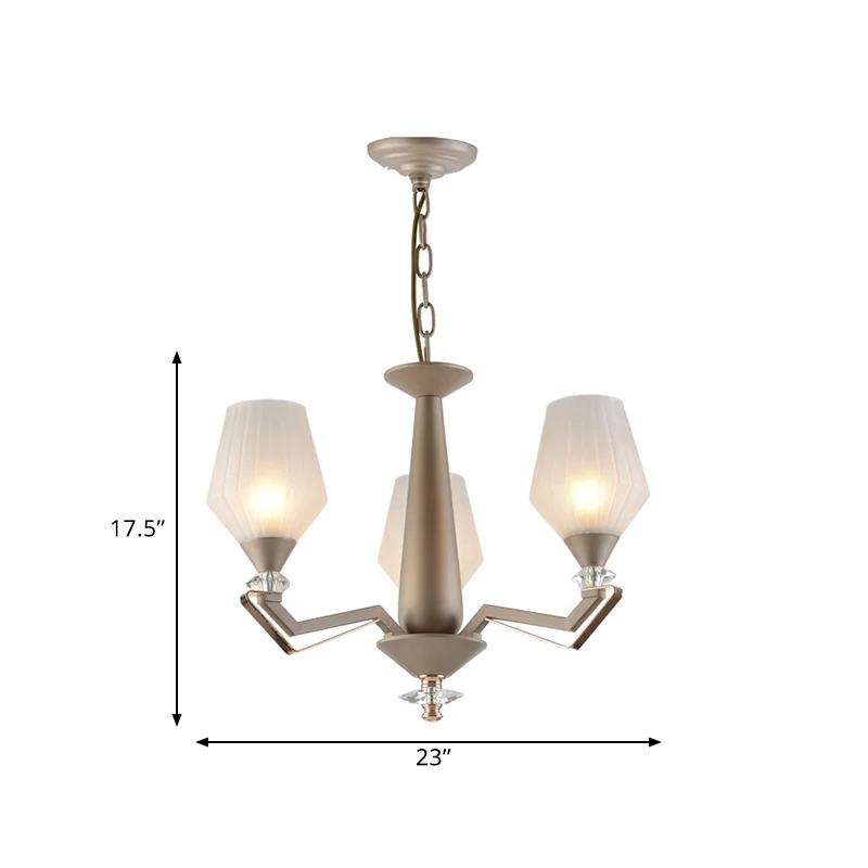 Wit matglazen bekervormige kroonluchter Traditionele 3/6 lampen Slaapkamer slingerlicht goud Clearhalo