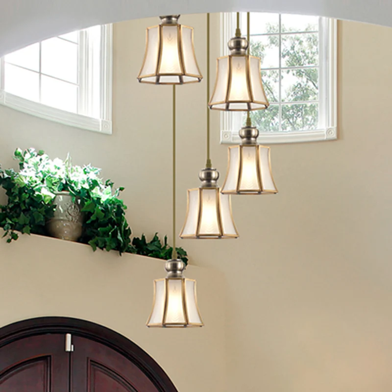 Wit opaalglas goud ophanging verlichting kom/bloem/brede flare traditionele hangende hanglamp voor eetkamer Clearhalo