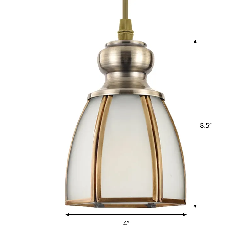 Wit opaalglas goud ophanging verlichting kom/bloem/brede flare traditionele hangende hanglamp voor eetkamer Clearhalo