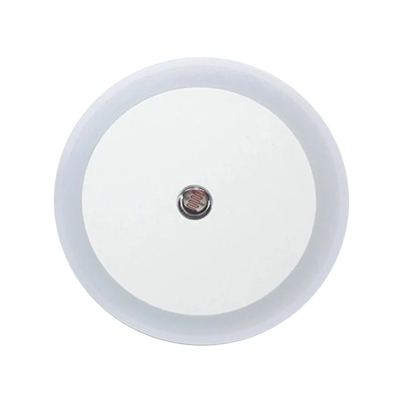 Wit rond mini-nachtlampje, eenvoudige kunststof plug- LED-wandverlichting voor gang Clearhalo