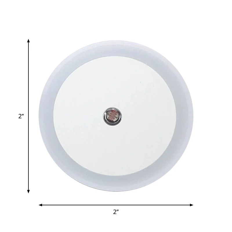 Wit rond mini-nachtlampje, eenvoudige kunststof plug- LED-wandverlichting voor gang Clearhalo