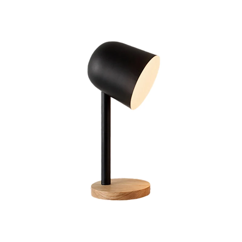 Wit/blauw/groen koepelvormig leesboeklicht Minimalistische stijl 1 lichtmetalen bureaulamp met houten voet Clearhalo
