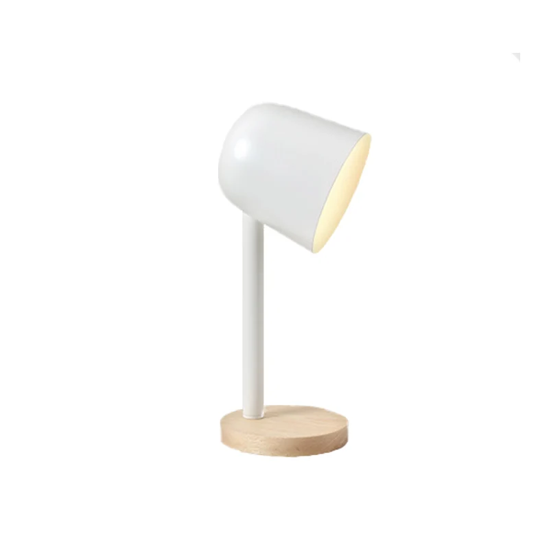Wit/blauw/groen koepelvormig leesboeklicht Minimalistische stijl 1 lichtmetalen bureaulamp met houten voet Clearhalo