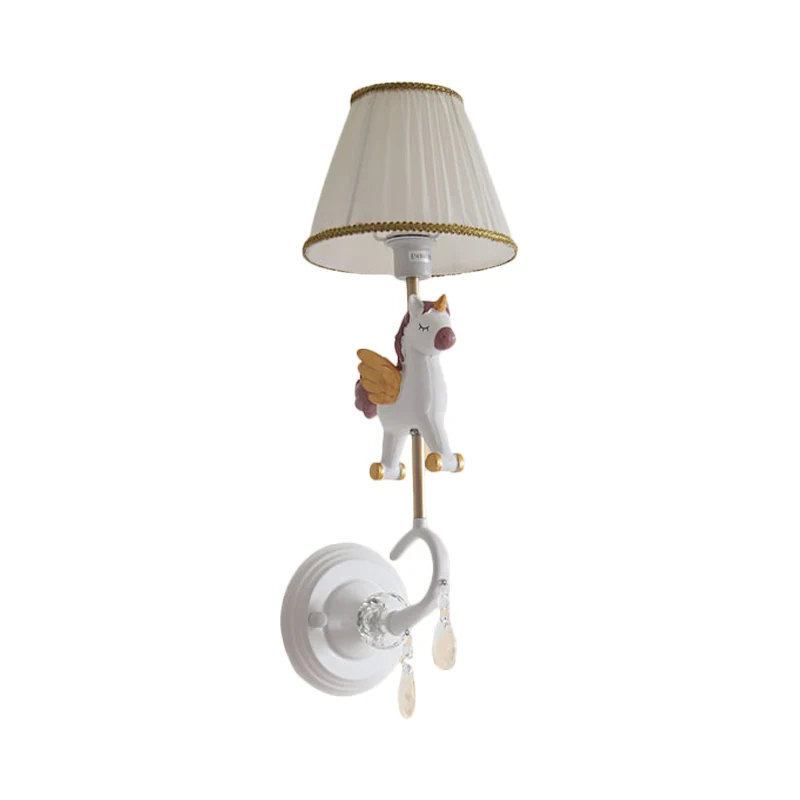 Wit/Rood en Blauw Taps toelopende Blaker Licht met Elanden/Paard/Eenhoorn Cartoon Hars 1 Lamp Wandlamp voor Kinderkamer Cl...