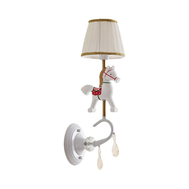 Wit/Rood en Blauw Taps toelopende Blaker Licht met Elanden/Paard/Eenhoorn Cartoon Hars 1 Lamp Wandlamp voor Kinderkamer Cl...