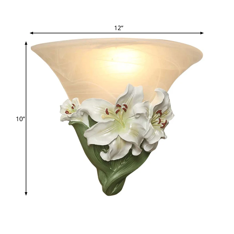 Wit/roze lelie wandlamp eigentijds hars 1 kops wandverlichtingsideeën met matglazen kap Clearhalo