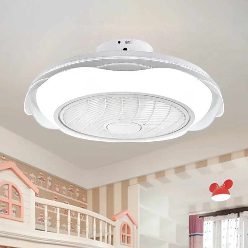 Wit/roze/blauw cirkelvormige plafondventilator verlichting modernisme LED metalen semi-inbouwlamp, 20,5" W Clearhalo