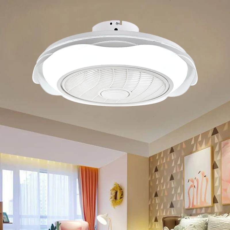 Wit/roze/blauw cirkelvormige plafondventilator verlichting modernisme LED metalen semi-inbouwlamp, 20,5" W Clearhalo