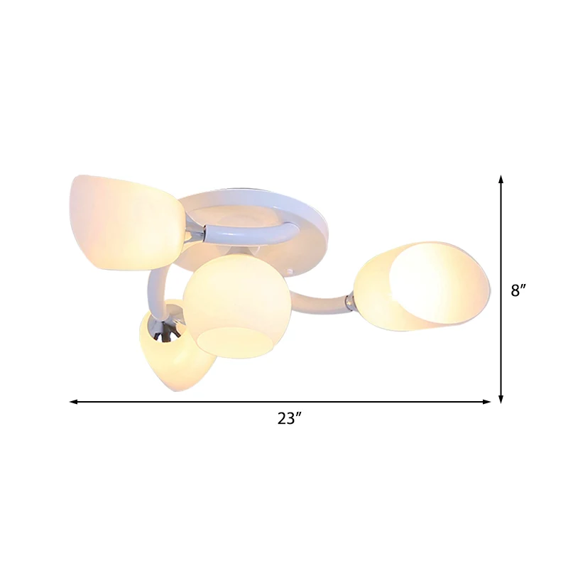 Witte 4/6/8 lampen semi-gemonteerde verlichting Traditioneel matglas ovaal semi-inbouwlicht voor woonkamer Clearhalo