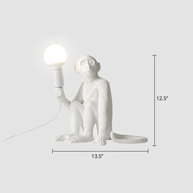 Witte Aap Tafellamp Art Deco 1-kops hars nachtkastje met schaduwloos ontwerp Clearhalo