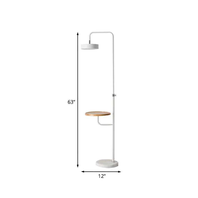 Witte afwerking cirkel vloer bureaulamp modernisme LED metalen staande lamp met marmeren voet Clearhalo