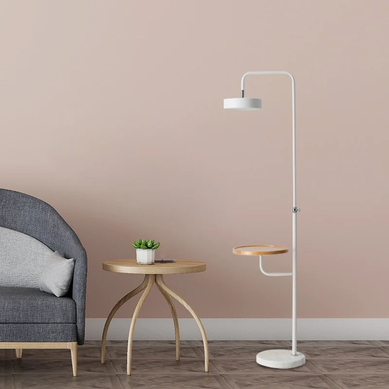 Witte afwerking cirkel vloer bureaulamp modernisme LED metalen staande lamp met marmeren voet Clearhalo