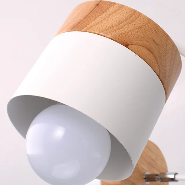 Witte afwerking, 6 lampen, plafondgemonteerde kroonluchter, Scandinavische houten en metalen cilinder, semi-inbouw hanglam...