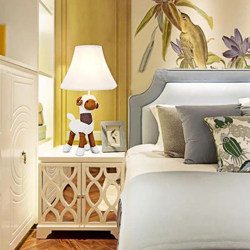 Witte Bell Shade Tafellamp Eigentijdse Stijl 1 Kop Stoffen Tafelverlichting met Alpaca Decoratie Clearhalo