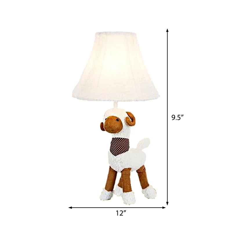 Witte Bell Shade Tafellamp Eigentijdse Stijl 1 Kop Stoffen Tafelverlichting met Alpaca Decoratie Clearhalo