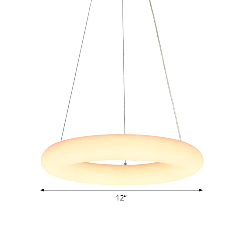 Witte blaasjesring plafondkroonluchter minimalistische LED acryl hangende hanglamp boven tafel, 12"/16" W Clearhalo