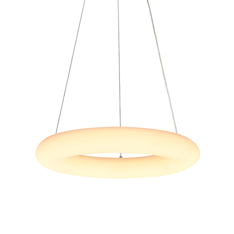 Witte blaasjesring plafondkroonluchter minimalistische LED acryl hangende hanglamp boven tafel, 12"/16" W Clearhalo