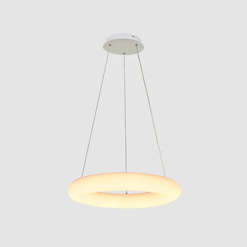 Witte blaasjesring plafondkroonluchter minimalistische LED acryl hangende hanglamp boven tafel, 12"/16" W Clearhalo