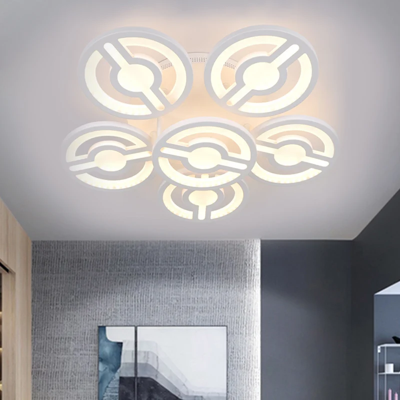 Witte bloemdesign semi-gemonteerde verlichting Minimalisme LED-plafondlamp van acryl warm/wit/natuurlijk licht Clearhalo