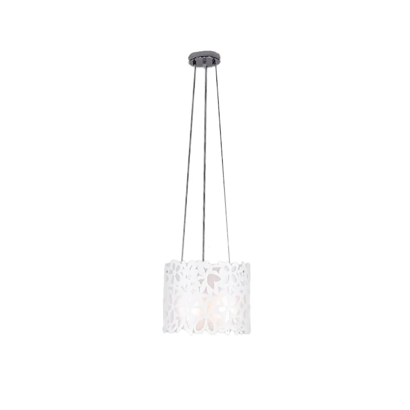 Witte bloemen hanglamp met trommelkap Kinderijzer smeedijzeren hanglamp voor eetkamer Clearhalo
