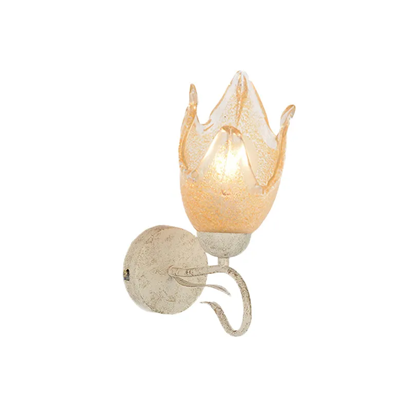 Witte bloemen wandkandelaar licht traditionalisme matglas 1 kop woonkamer wandverlichting Clearhalo