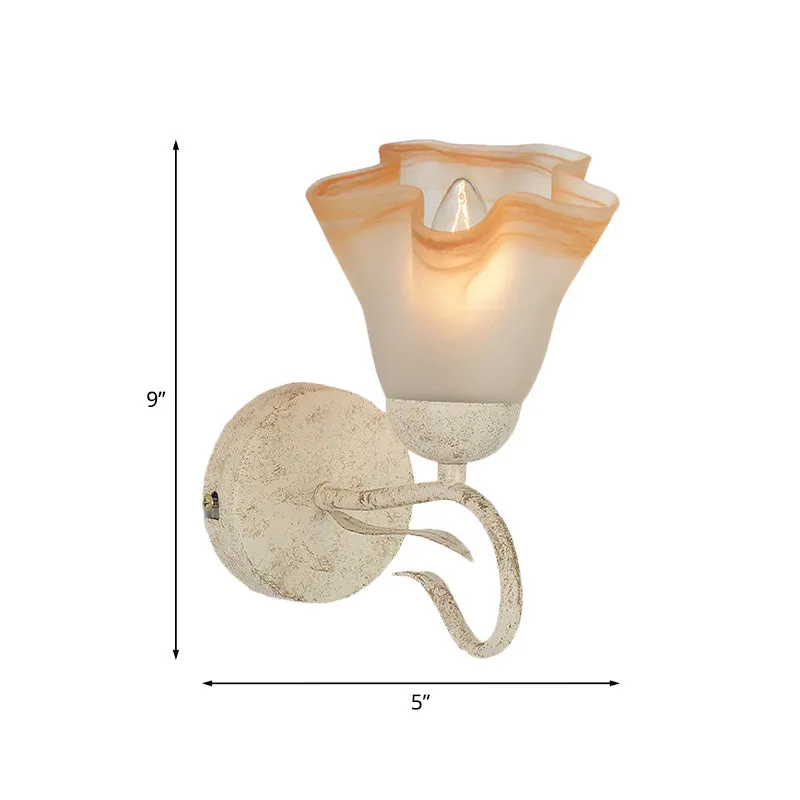 Witte bloemen wandkandelaar licht traditionalisme matglas 1 kop woonkamer wandverlichting Clearhalo