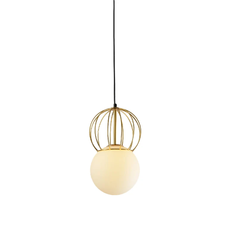 Witte bol hanglamp met meloen ijzerdraad 1 lamp moderne matglazen hanglamp voor slaapkamer Clearhalo