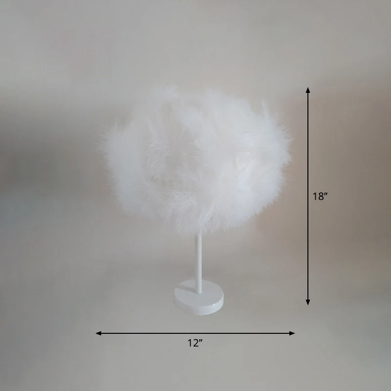 Witte Candy Floss Nachtlamp Nieuwigheid Minimalistisch 1 Hoofd Veren Tafelstandaard Licht Clearhalo