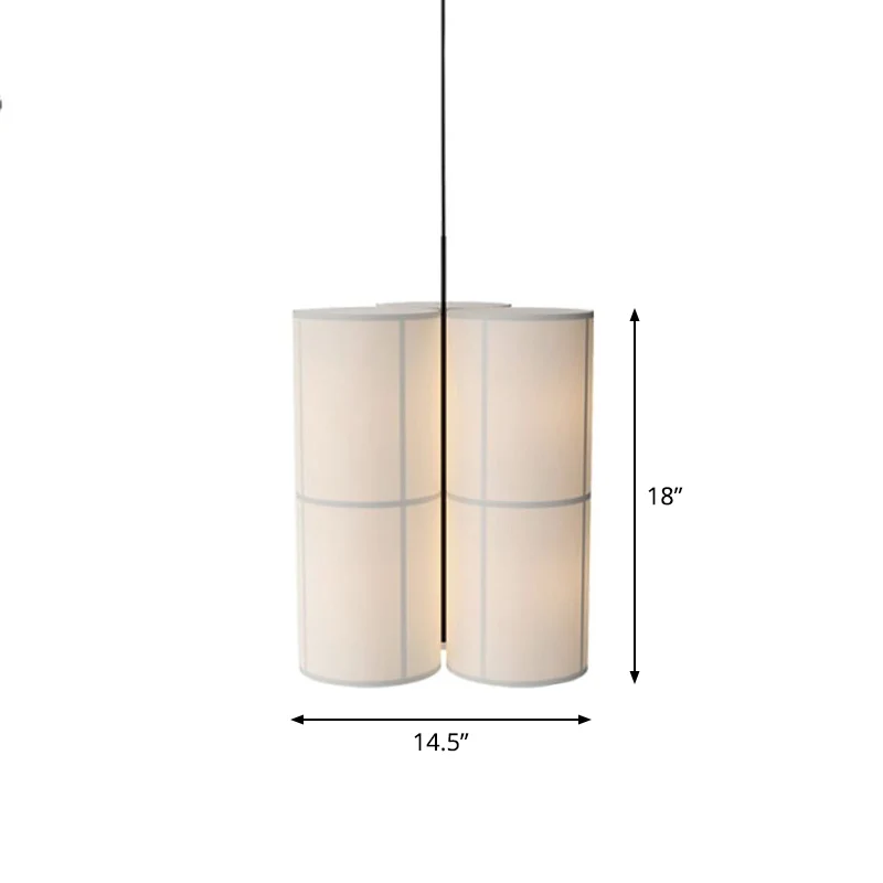 Witte cilindrische hanglamp Minimalistische 1-kops stoffen plafondhanger voor eetkamer Clearhalo