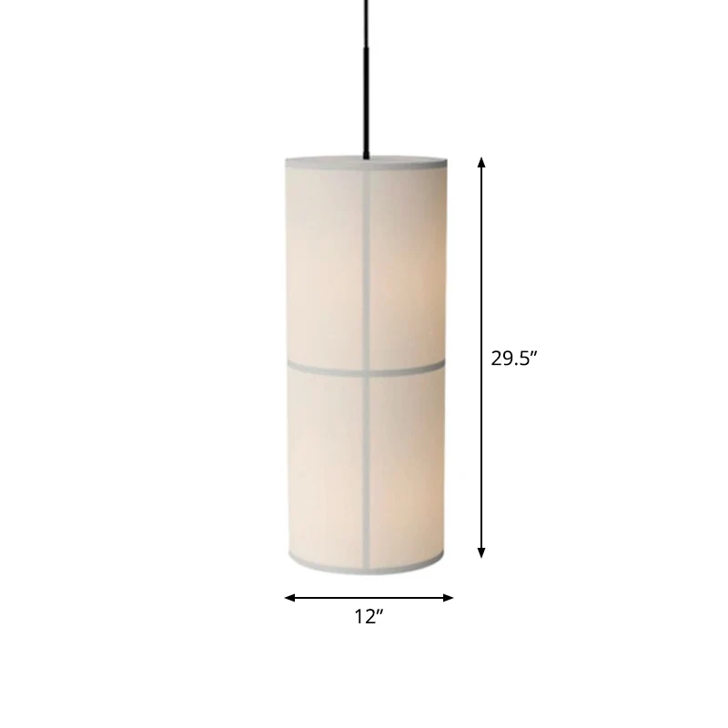 Witte cilindrische hanglamp Minimalistische 1-kops stoffen plafondhanger voor eetkamer Clearhalo