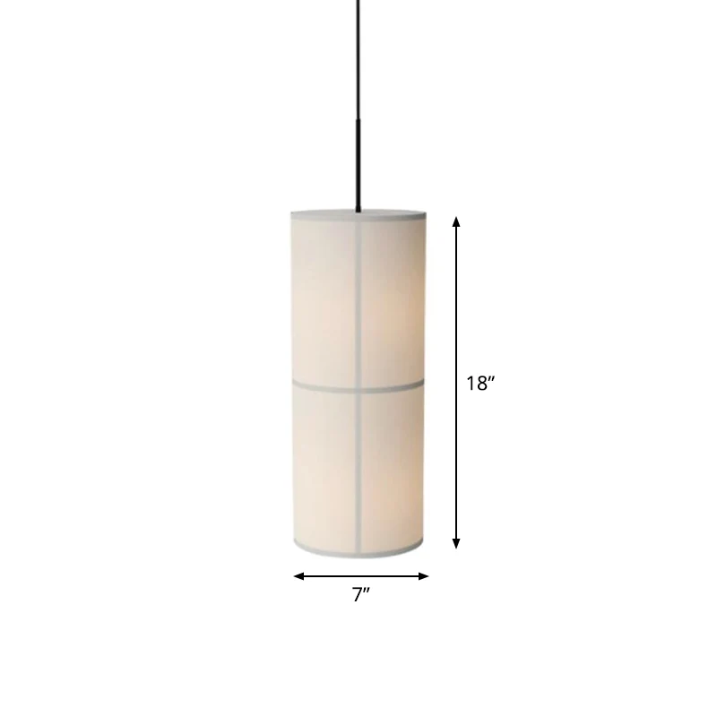 Witte cilindrische hanglamp Minimalistische 1-kops stoffen plafondhanger voor eetkamer Clearhalo