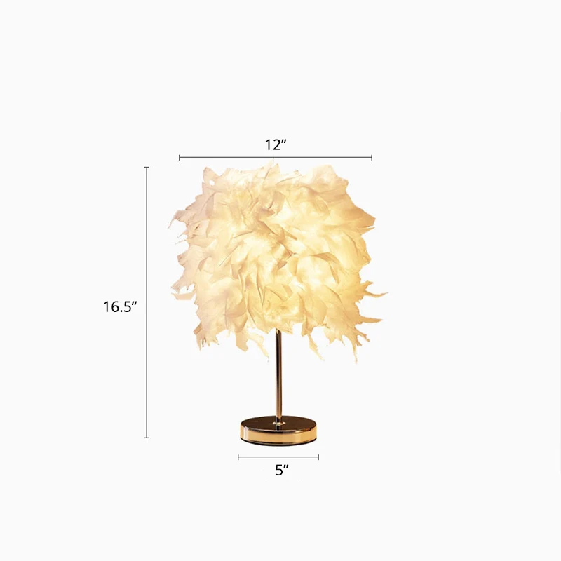 Witte cilindrische nachttafellamp Eenvoud Enkele lamp Veren nachtkastjelamp Clearhalo