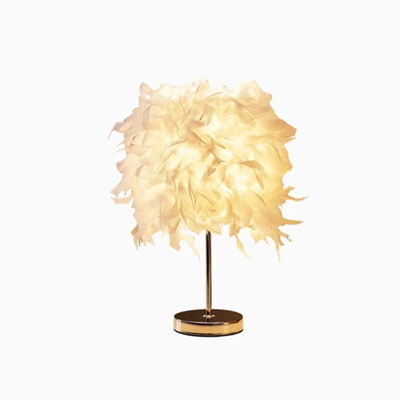 Witte cilindrische nachttafellamp Eenvoud Enkele lamp Veren nachtkastjelamp Clearhalo