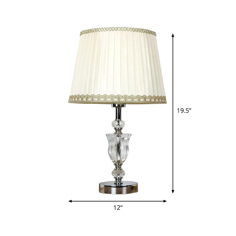 Witte Cone Nachttafellamp Moderne Stijl 1 Kop Urnvormig Kristallen Nachtkastje Licht Clearhalo