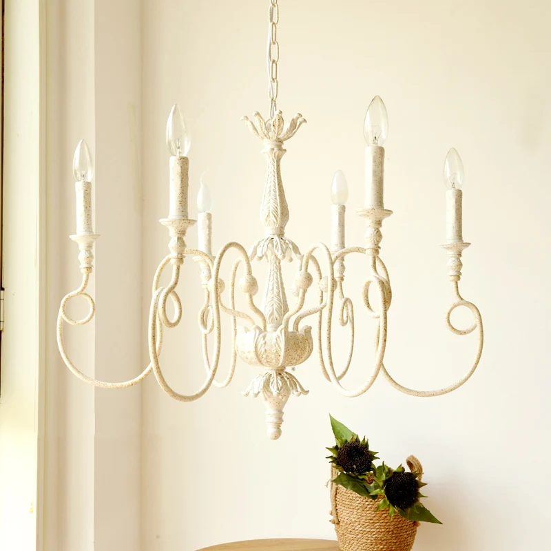 Witte Curve Arm Hanglamp Traditioneel Metaal 6/8 Lichten Woonkamer Kroonluchter Licht Clearhalo