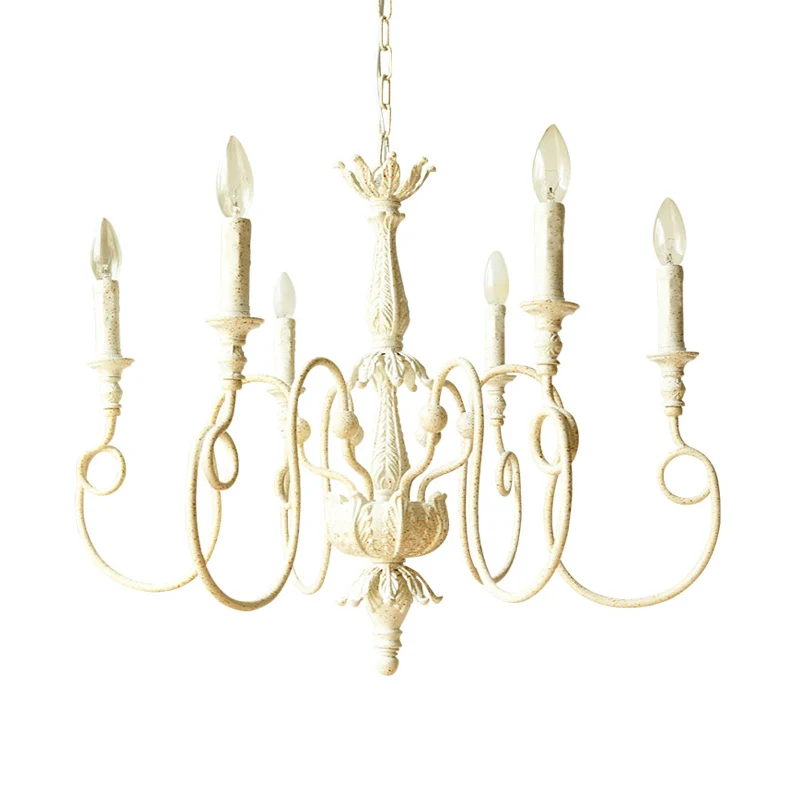 Witte Curve Arm Hanglamp Traditioneel Metaal 6/8 Lichten Woonkamer Kroonluchter Licht Clearhalo