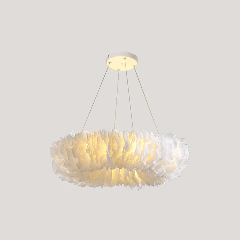 Witte donut kroonluchterlamp minimalistische veerlus hanglamp Clearhalo